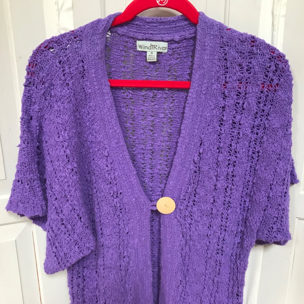 WindiRiver Purple Women's Soft Cardigan Sweater - Picture 7 of 16